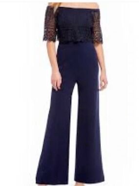Navy Lace Bodice Jumpsuit
